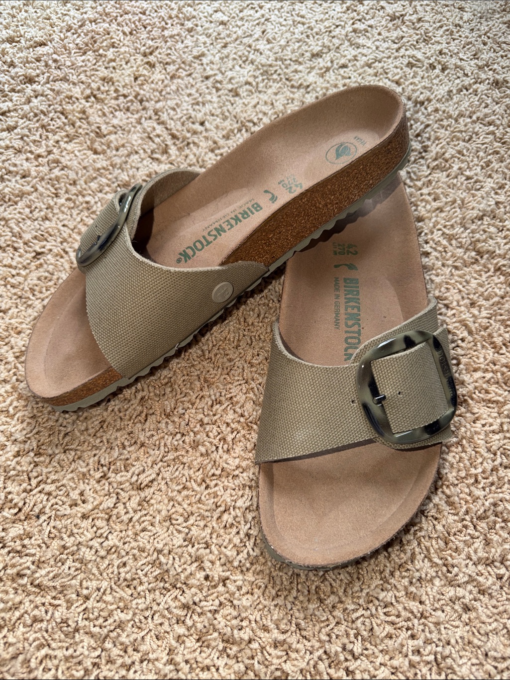 Birkenstock Big Buckle Madrid Size 42 Army Green
